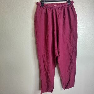 Conscious clothing purple linen pull on lagenlook pants sz L